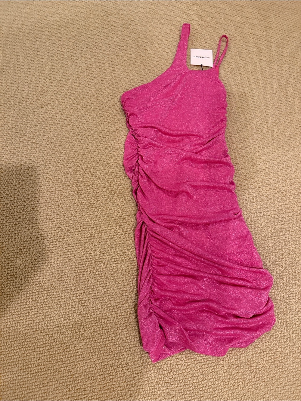 NWT- superdown Fuchsia One-Shoulder Ruched Cocktail Dress
